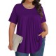 Tencede Womens Plus Size Tops Tunic Short Sleeve Crew Neck Shirts Casual Soft Blouse 1X-5X